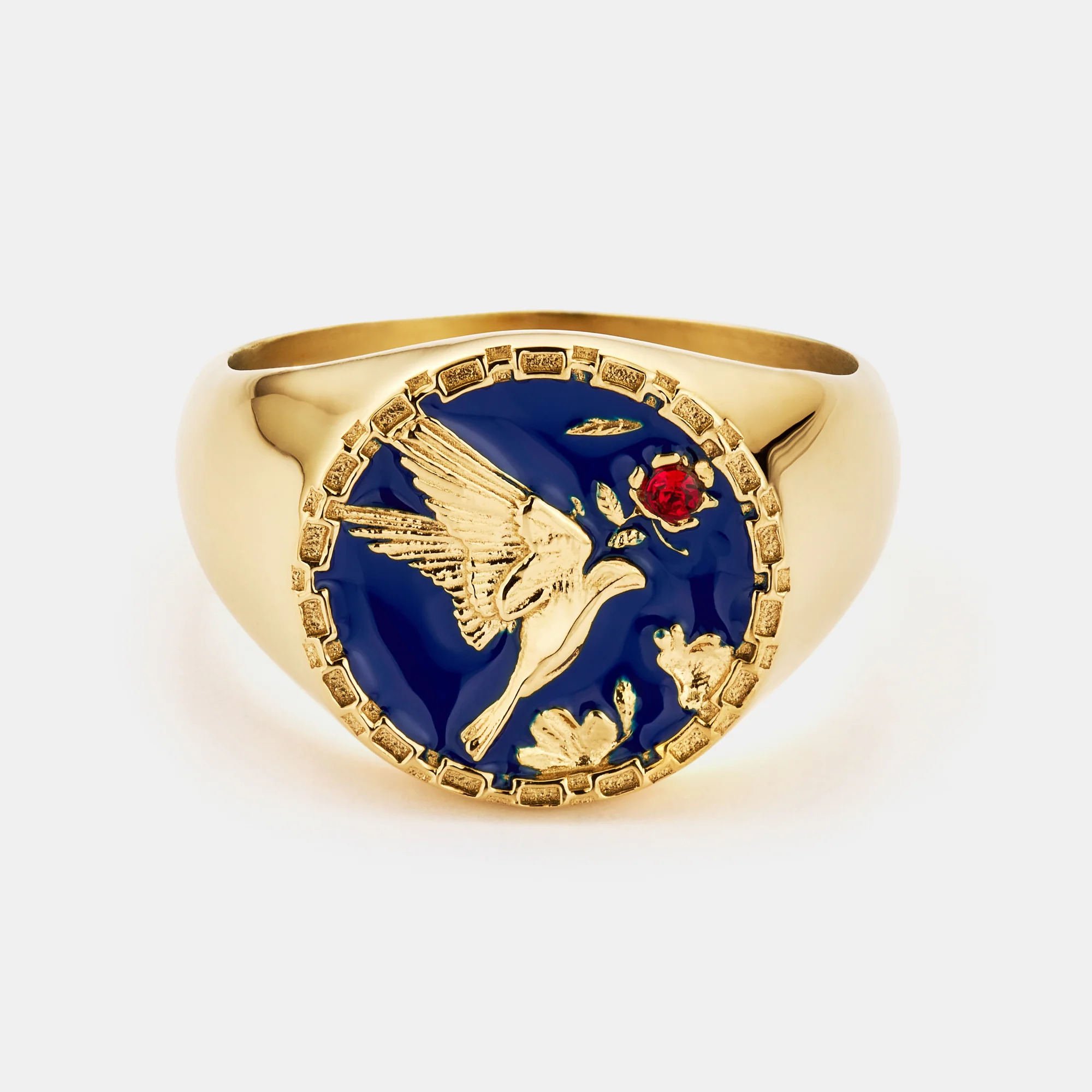 Enamel Swallow Signet Ring