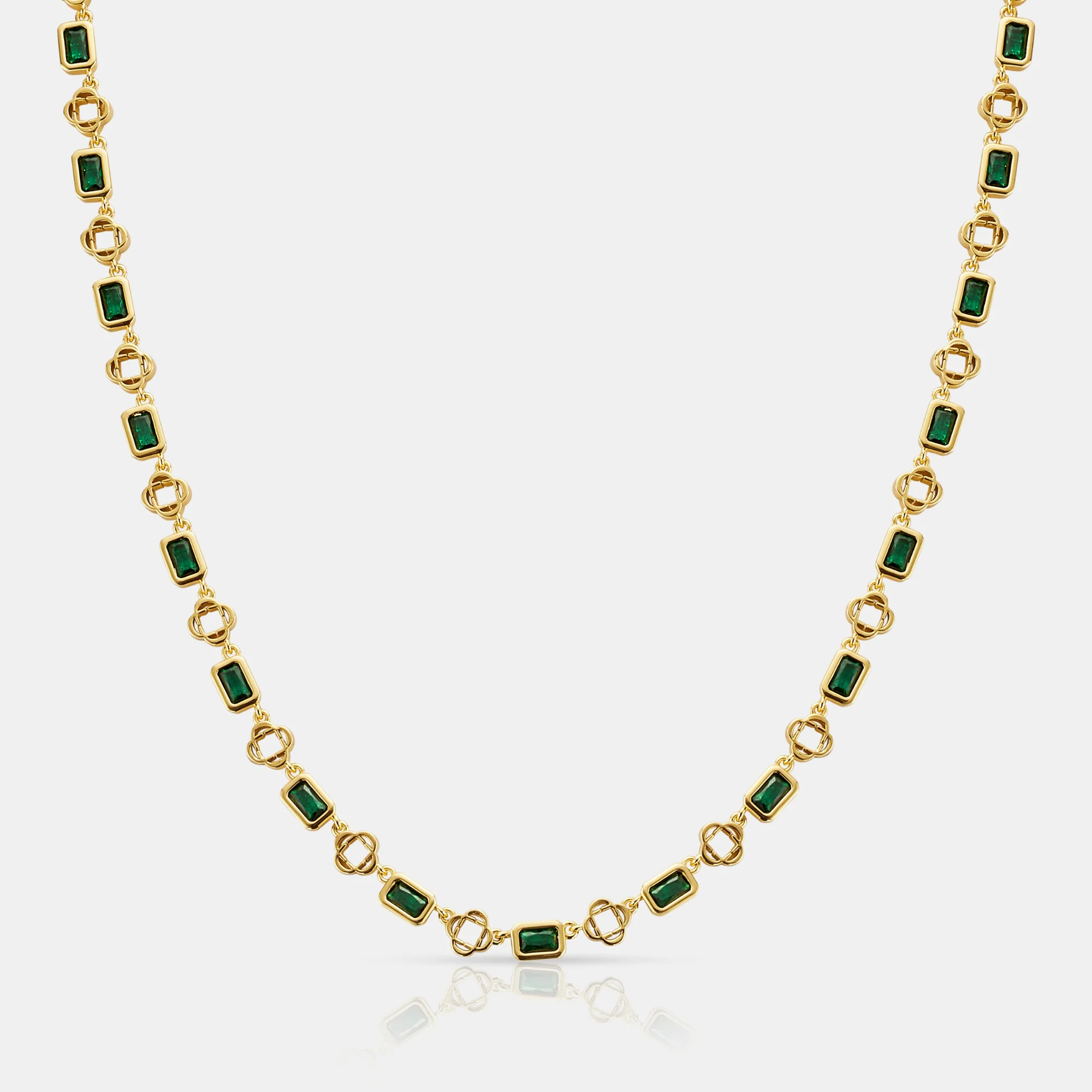 Green Gemstone Clover Necklace